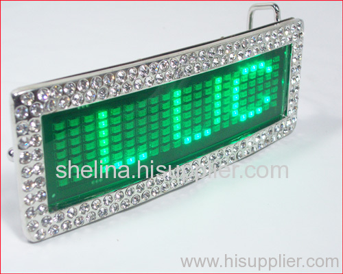 Rhinestone Green Led belt buckle