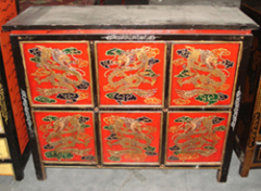 Tibetan reproduction painted buffet