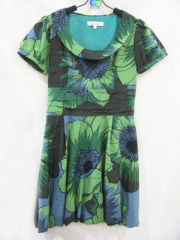 silk cotton lotus print dress