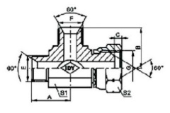 BSP MALE 60°SEAT-BSP FEMALE 60°CONE RUN TEE