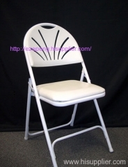 white fan back folding chair