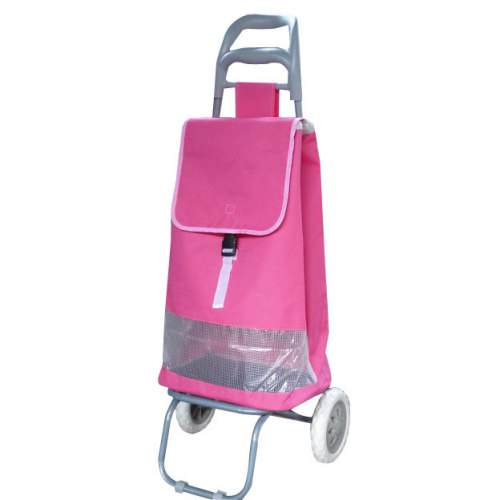Pink foldable shopping trolleys