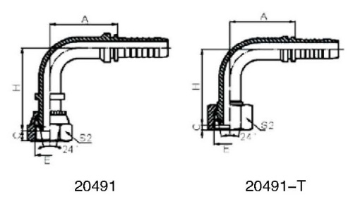 90°METRIC FEMALE 24°CONE O-RING L.T.