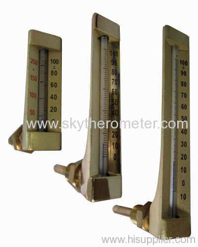 L shape glass thermometer