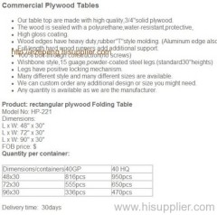Plywood Folding Table Rectangle