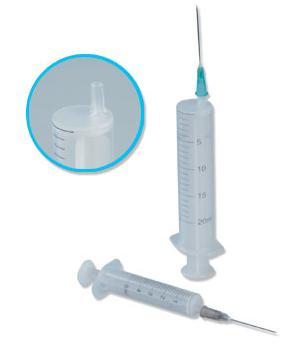 Eccentric tip luer slip Syringe