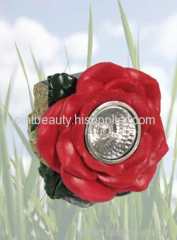 red flower solar resin light