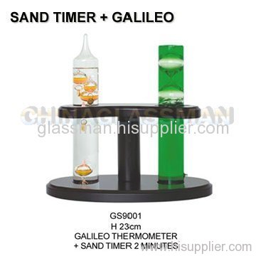Galileo thermometer and sand timer