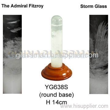 Glass barometer with wood base
