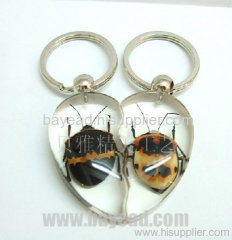 Valentine Pair insect amber Key Chains,novel gift,unique gift