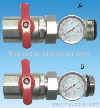 Straight Ball Valve with Thermometer