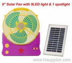 *9" Solar Rechargeable Fan