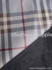 PU leather with tartan design