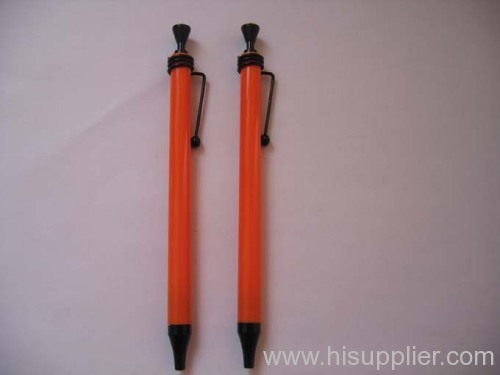 plastic ballpoint pen with metal clip