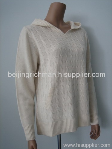 Cashmere Cable Hooded Sweater