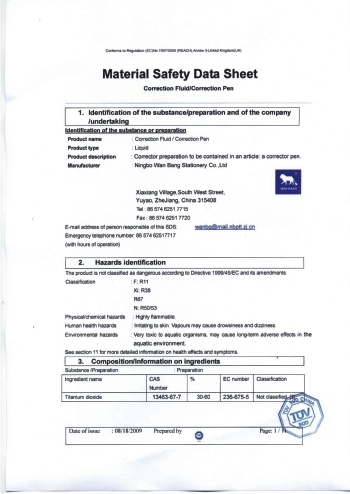 Correction Fluid - MSDS