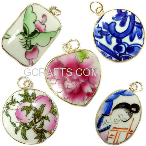 China Dynasty Shard Porcelain Pendants