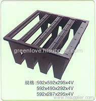 Rigid plastic header frame for air filters