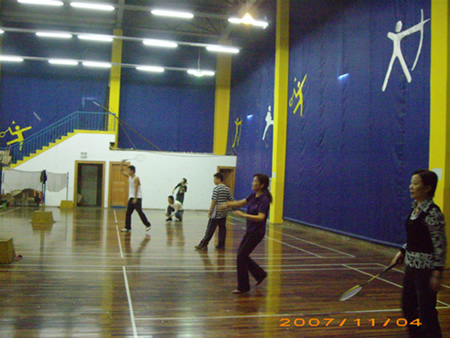 playing badminton