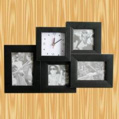 black combination photo frame +clock