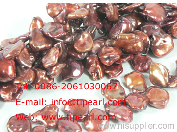 11-12mm wine red freshwater keshi pearl strand