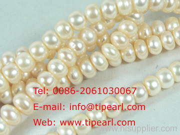 8-9mm natural pink freshwater button pearl strand