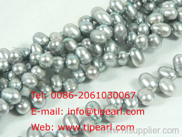 5-6mm gray top drilled freshwater pearl strand