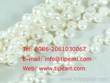 6-7mm white side drilled bread freshwater pearl strand