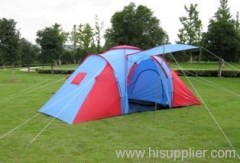 blue and red camping tent