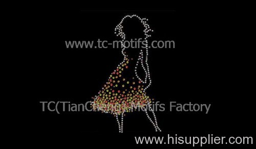 iron on motif, Rhinestud heat transfer, iron on transfer, hot fix motif