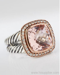 11mm Morganite albion ring 925 Sterling Silver Ring