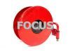 Swinging fire hose reel with automatic stop valve for wall-mounting
