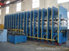 the line of conveyor belt vulcanizing press