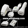 US spec 3 in 1 car+wall travel charger USB data cable for iphone 3G 3GS ipod