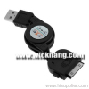 Black Retractable USB Sync Data Cable For iPhone 3G 3Gs iPod