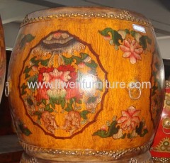 Antique reproduction painted drum