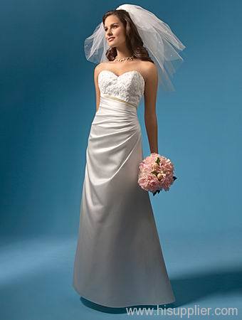 Beautiful Sweetheart neckline Floor-length Satin wedding dress