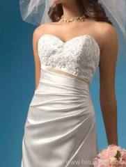 Beautiful Sweetheart neckline Floor-length Satin wedding dress