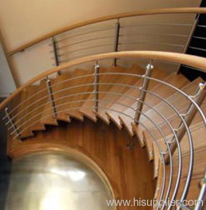 Stainless steel and wood stair fitting