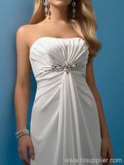 2010 sleeveless Floor-length chiffon bridal dress