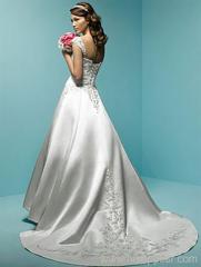 satin Sleeve strap Floor-length bridal gown