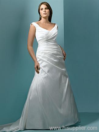 shoulder Floor-length satin Plus size bridal dress