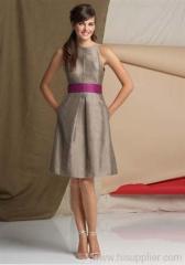 Knee-length short straps taffeta Bridesmaids dress