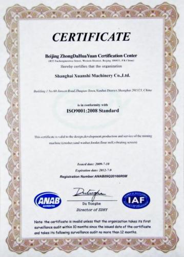 ISO9001 Quality System Certificate