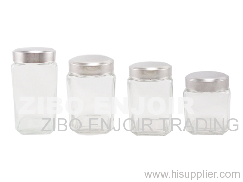 Glass jar with stainless steel case