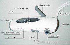crank dynamo flashlight led with cell charger and radio