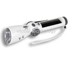 Crank Dynamo & Solar Flashlight LED with AM&FM Radio and phone Chargers