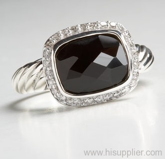 925 sterling silver jewelry fashion jewelry 8x10mm black agate noblesse ring