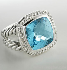 14mm blue topaz ring yurman ring sterling silver ring gemstone jewelry