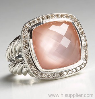 rose quarz ring yurman ring 925 sterling silver ring gemstone jewelry